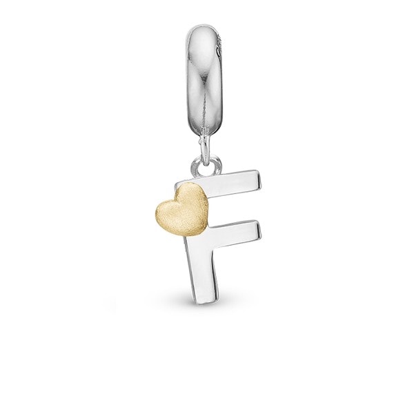 Christina Initial charm med hjerte, F